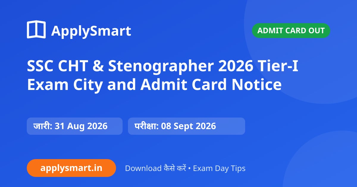 SSC CHT & Stenographer 2026 Tier-I Exam City and Admit Card Notice