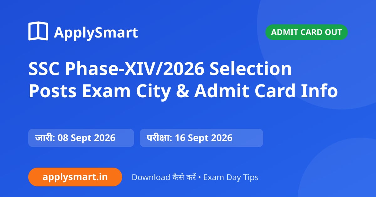SSC Phase-XIV/2026 Selection Posts Exam City & Admit Card Info