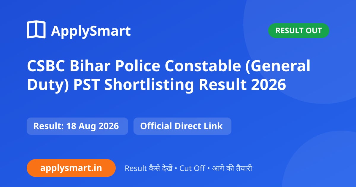 CSBC Bihar Police Constable (General Duty) PST Shortlisting Result 2026