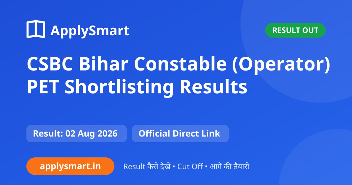 CSBC Bihar Constable (Operator) PET Shortlisting Results