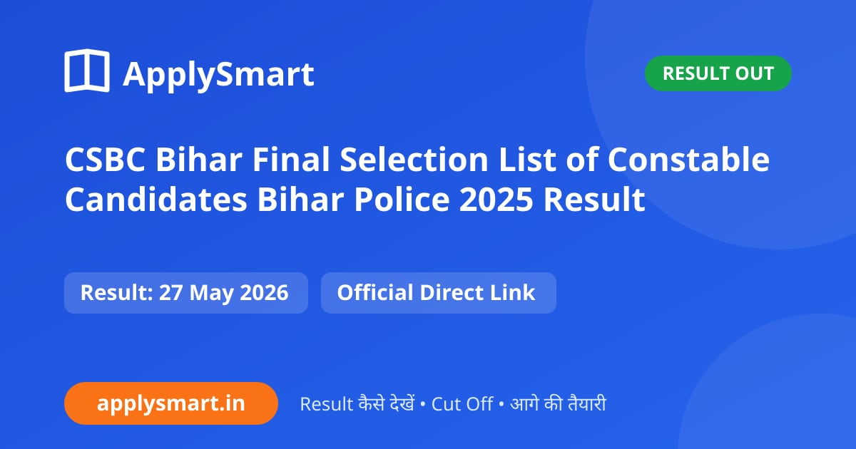 CSBC Bihar Final Selection List of Constable Candidates Bihar Police 2025 Result