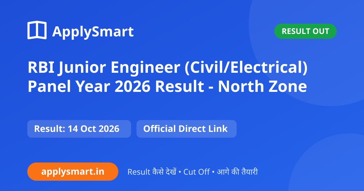 RBI Junior Engineer (Civil/Electrical) Panel Year 2026 Result - North Zone