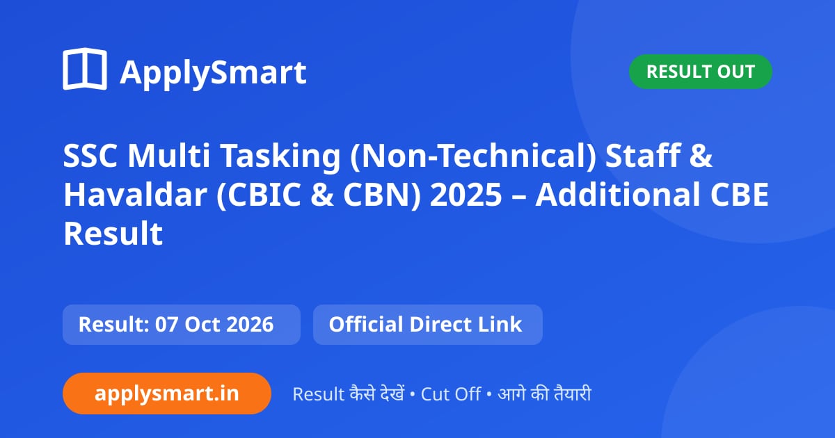 SSC Multi Tasking (Non-Technical) Staff & Havaldar (CBIC & CBN) 2025 – Additional CBE Result