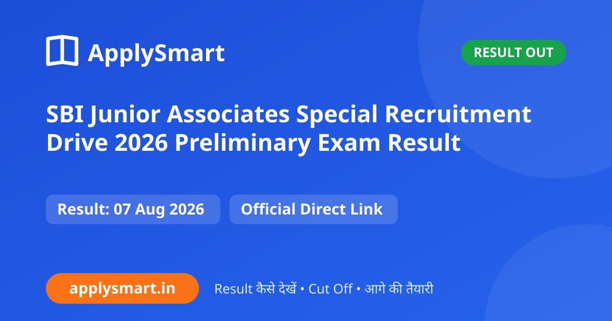 SBI Junior Associates Special Recruitment Drive 2026 Preliminary Exam Result