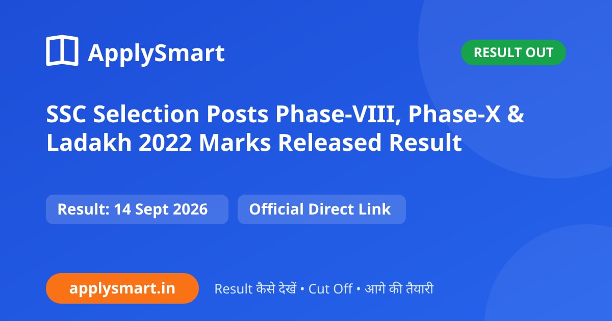SSC Selection Posts Phase-VIII, Phase-X & Ladakh 2022 Marks Released Result